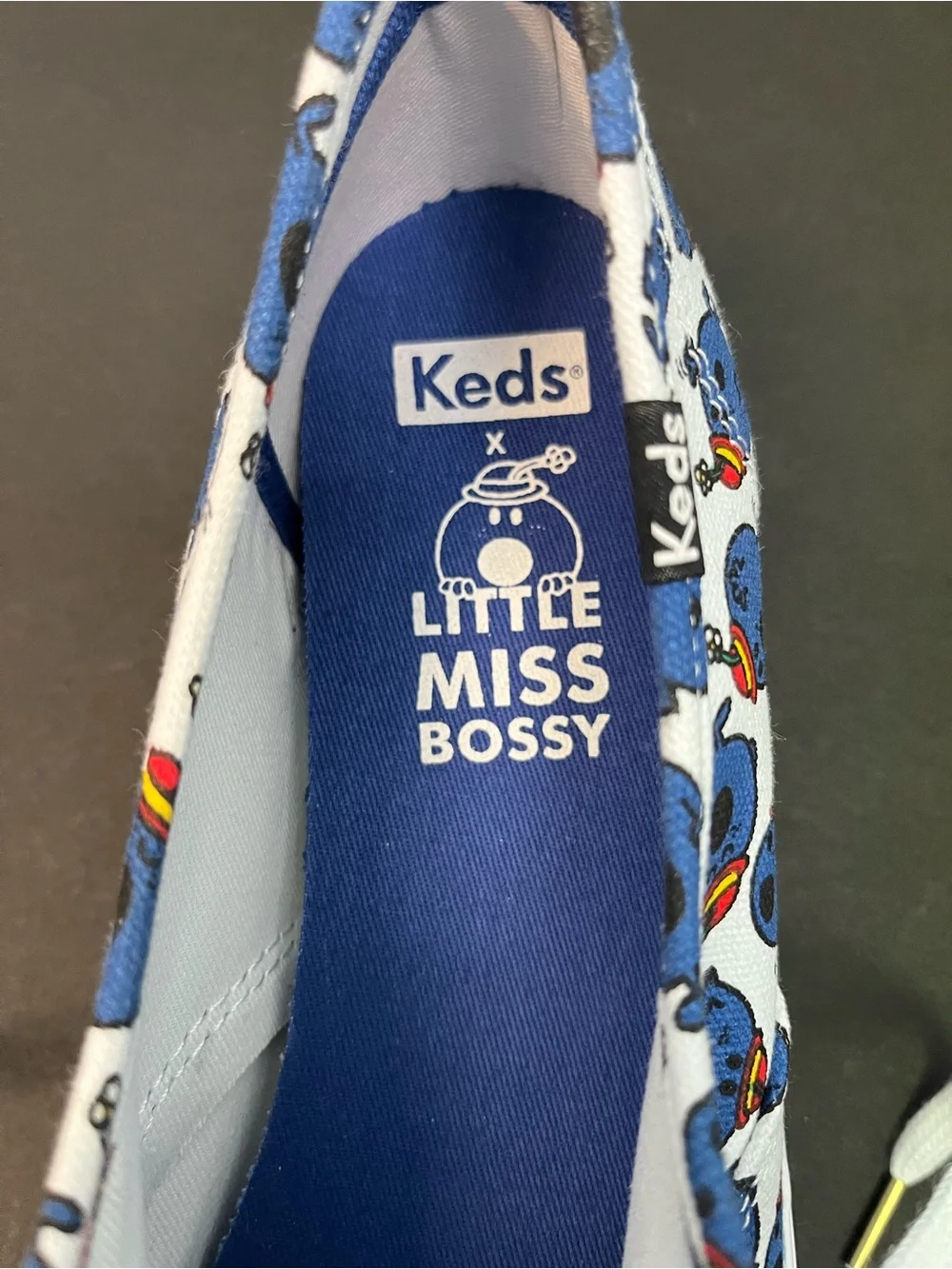 Keds x Little Miss Bossy sneakers.Special edition.Blue & white print. NIB.Size 9